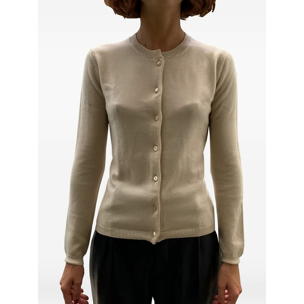 ラ サクラ色 レディース 編み物\u0026スウェーター アウター Buttoned cashmere cardigan Neutrals