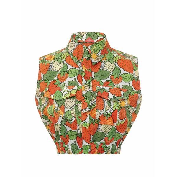 アレッサンドロエンリケス レディース プルオーバー トップス Strawberry-print cropped shirt Red
