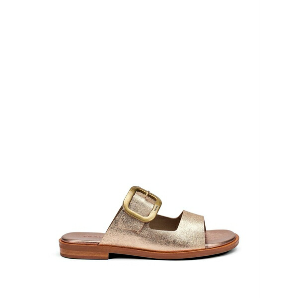 亭主持ち レディース サンダル シューズ Buckled laminated-leather sandals Gold