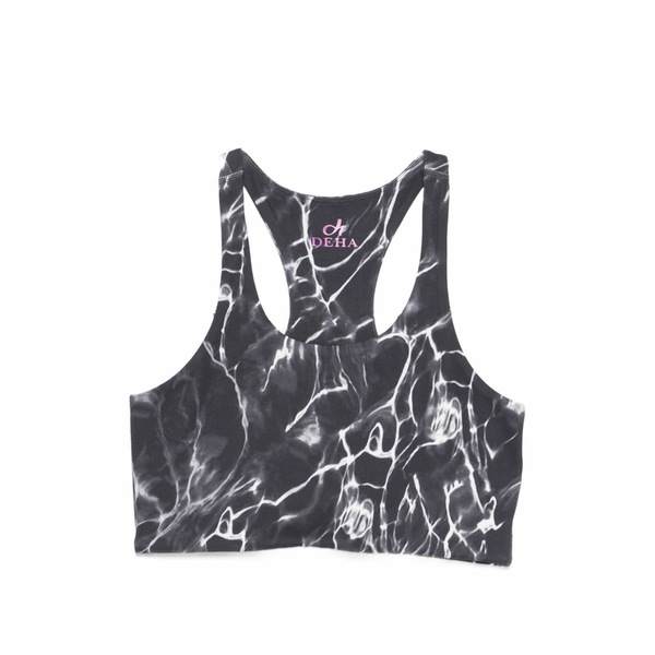デハ レディース カットソー トップス Racerback printed sports bras Black