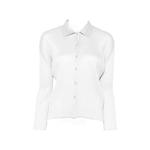 筋目 プリーズ イッセイ ミヤケ レディース プルオーバー トップス Pleated button-up shirt Grey