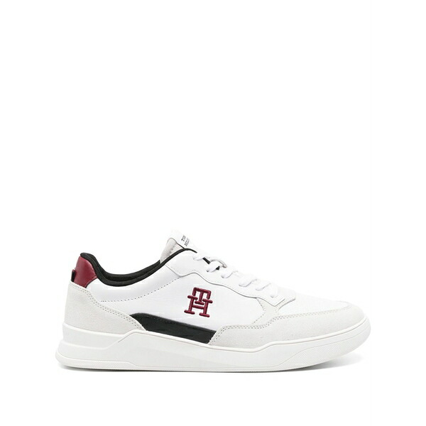 トミー ヒルフィガー メンズ スニーカー シューズ Elevated cupsole leather sneakers White