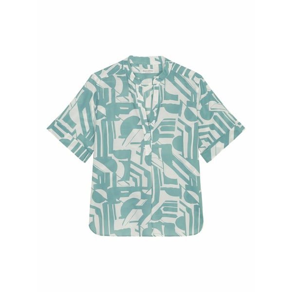 マルコポーロ レディース プルオーバー トップス Abstract-print short-sleeve blouse Blue