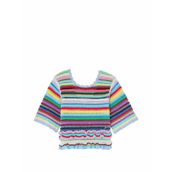 ガニー レディース プルオーバー トップス Striped ruffled blouse Blue