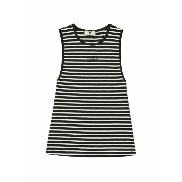 ツイン書き割り レディース カットソー トップス Striped tank top Black