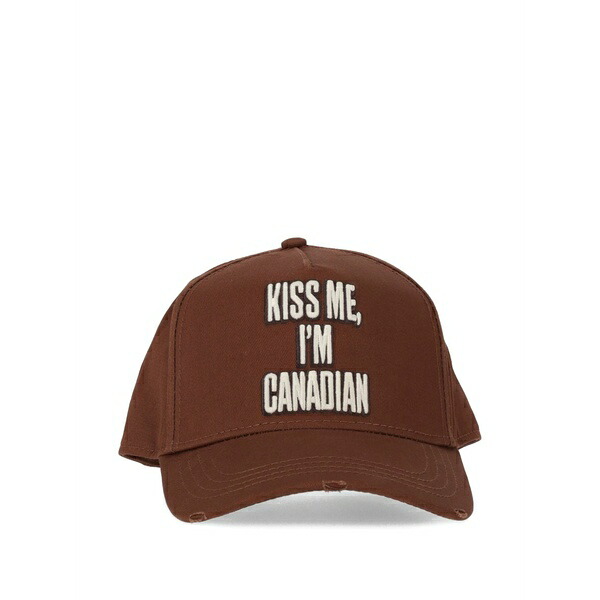 ディースクエアード メンズ 鳥打ち帽 付属物 Embroidered baseball cap Brown