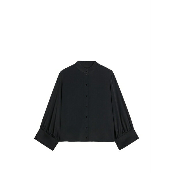 モモン レディース プルオーバー トップス Franklin gathered-sleeve shirt Black