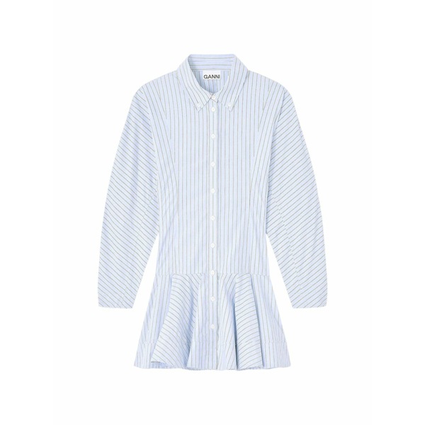 ガニー レディース プルオーバー トップス Striped-pattern ruffled-detail shirt Blue