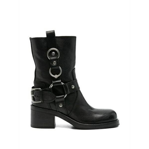 木灰 レディース ブーツ シューズ Buckle-strap boots Black
