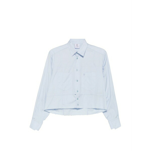 ヴェトモン メンズ プルオーバー トップス Cropped raw-edge shirt Blue