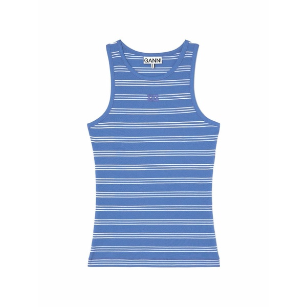 ガニー レディース カットソー トップス Striped logo-embroidered tank top Blue