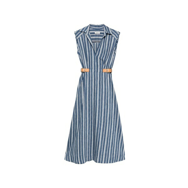 砂子ロ レディース 衣裳 トップス Maxi striped belt-detail dress Blue