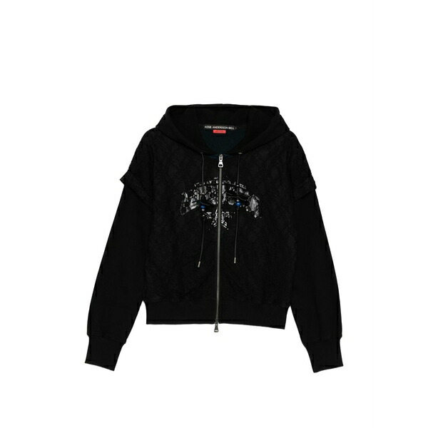 アンダーソン 呼びりん レディース 上衣＆上衣 アウター Patterned hooded jacket Black