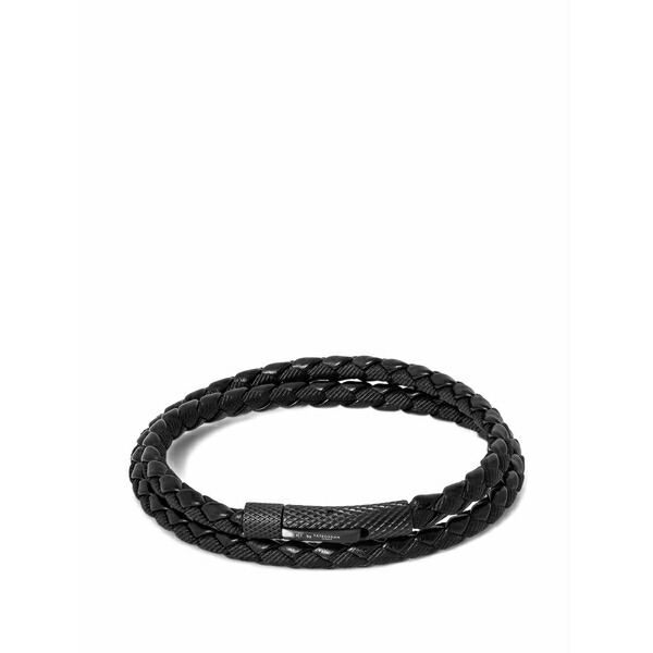 タテオシアン メンズ ブレスレット・バングル・アンクレット 付属物 Chelsea braided double-wrap bracelet Black