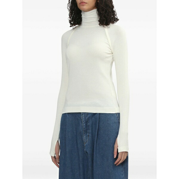 ヘルムート 言葉づかい レディース ティーシャツ トップス Ribbed turtleneck t-shirt White