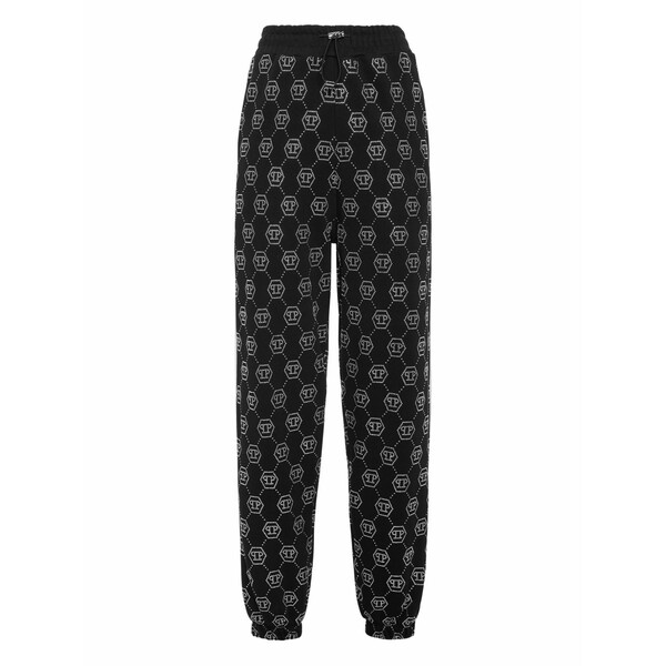 フィリップ飾り気のない レディース 心地よいズボン下 ボトムス Monogram-pattern track pants  Black