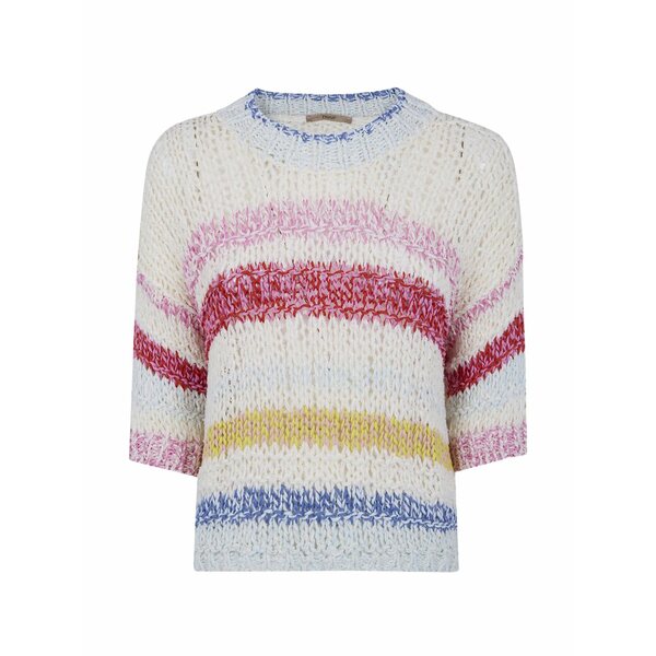 ノール レディース 編み物\u0026スウェーター アウター Striped open-knit sweater White