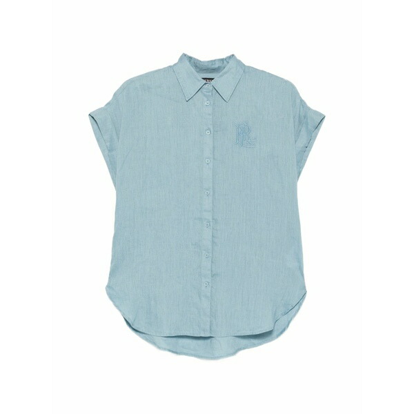 ラルフローレン レディース プルオーバー トップス Embroidered-logo short-sleeve shirt Blue