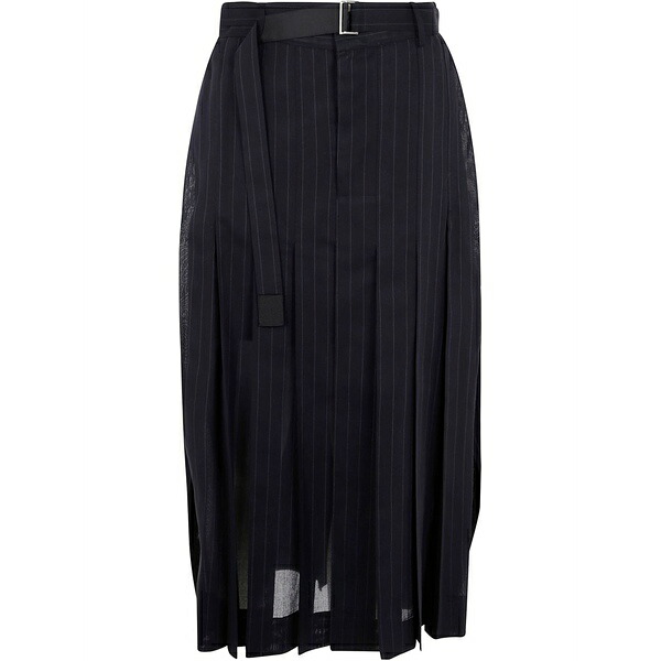 サカイ レディース スコート ボトムス Pinstriped MIDI skirt Black