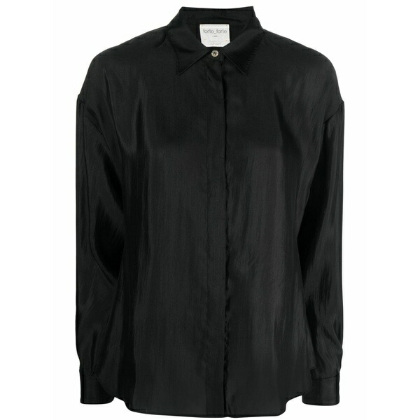 フォルテ フォルテ レディース プルオーバー トップス Long-sleeve silk blend shirt Black