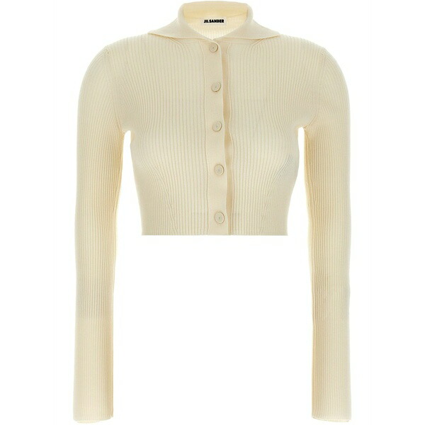 ジル・サンダー レディース ジレー アウター Ribbed-knit cardigan Neutrals