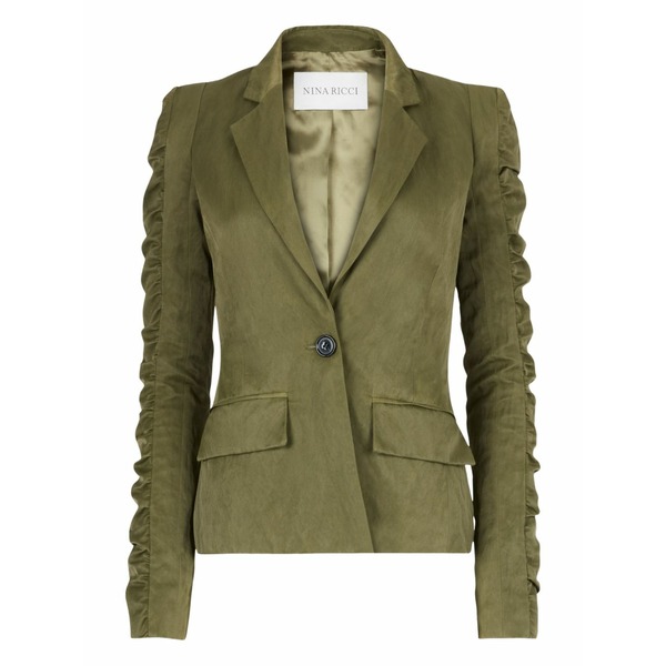 ニナリッチ レディース 上衣＆上衣 アウター Crinkled ruffled-sleeves blazer Green