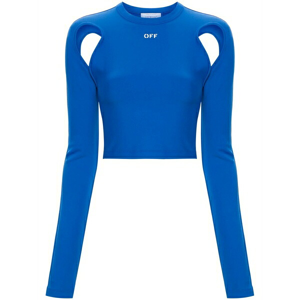 象牙色 レディース プルオーバー トップス Logo-stamp cut-out blouse Blue
