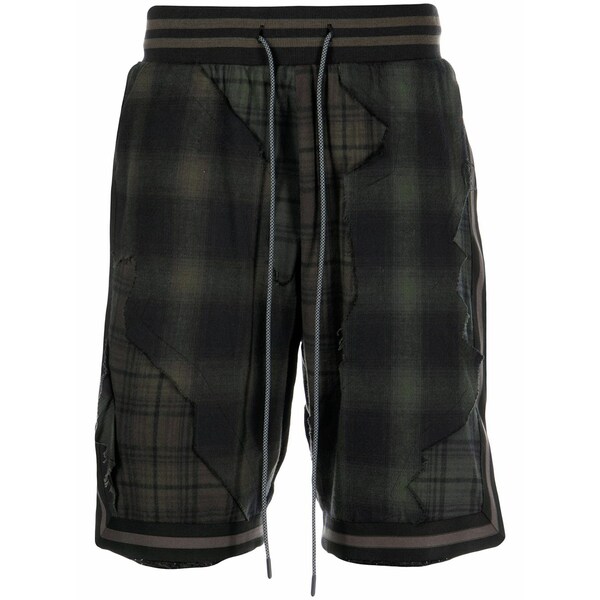 ミストリーハードレアリシーン メンズ 心地よいズボン下 ボトムス Plaid drawstring basketball shorts Black
