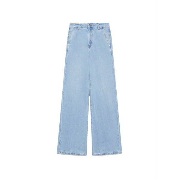 ジーシーディーエス レディース ジーンズズボン下 ボトムス Stone-washed wide-leg jeans Blue