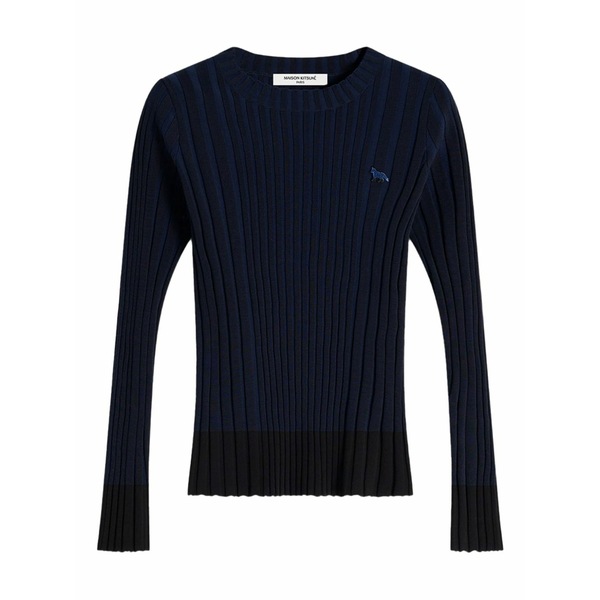 住み家 稲荷 レディース 編み物\u0026プルオーバー アウター Ribbed long-sleeve sweater Blue