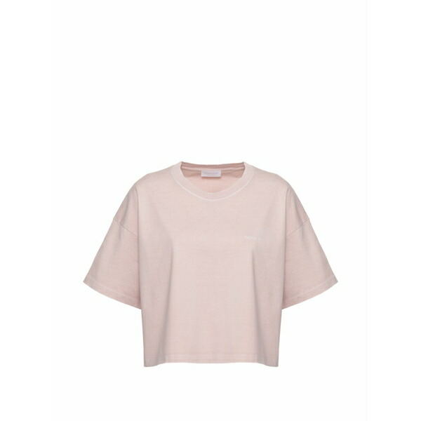 ドンダップ レディース プルオーバー トップス Embroidered logo cropped t-shirt Pink