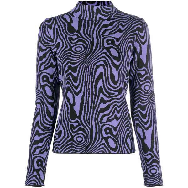 モスキーノ レディース 編み物\u0026スウェーター アウター Graphic-print roll-neck jumper Purple