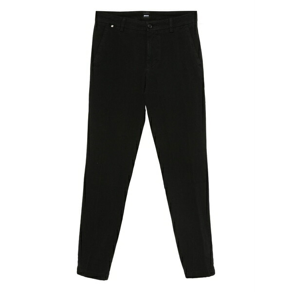 雇い主 メンズ 心地好いズボン下 ボトムス Cotton-blend straight-leg trousers Black