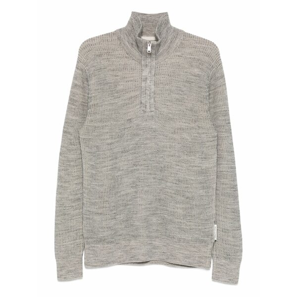 マルコポーロ メンズ 編み物\u0026プルオーバー アウター Zip heavy knit sweater Grey