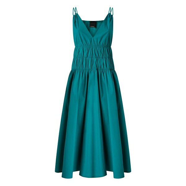 ピンコ レディース 衣裳 トップス Shirred v-neck dress Blue