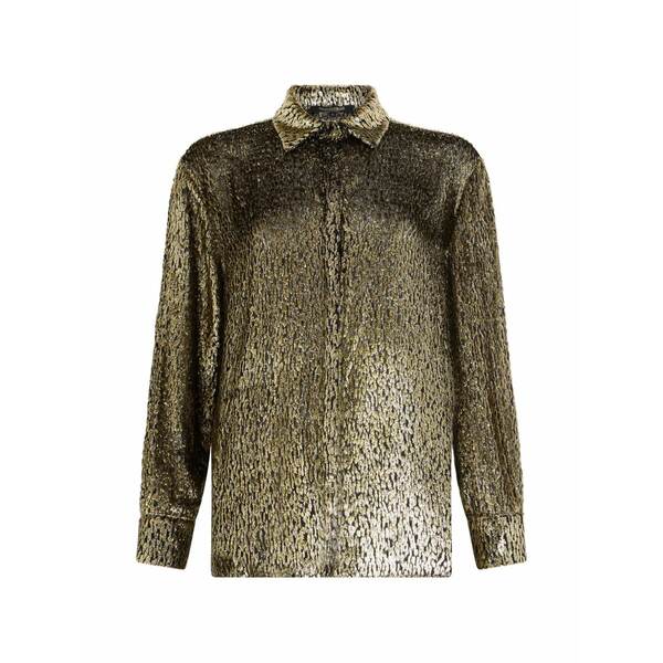 ロベルトカヴァリ レディース シャツ トップス Collared long-sleeve shirt Gold|asty