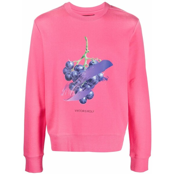 ビクターアンドロルフ メンズ パーカー・スウェットシャツ アウター Grape-print cotton sweatshirt Pink