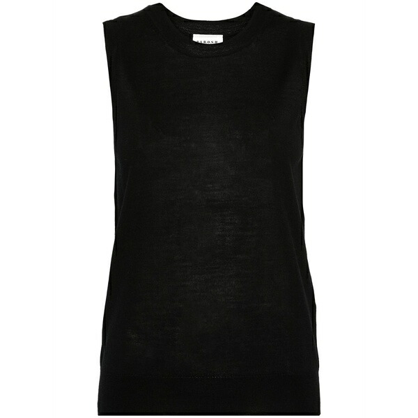 パロッシュ レディース カットソー トップス Crew-neck sleeveless tank top Black