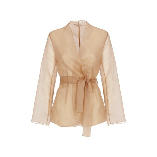 アントネリ レディース 上衣＆上衣 アウター Elia belted sheer-finish jacket Neutrals