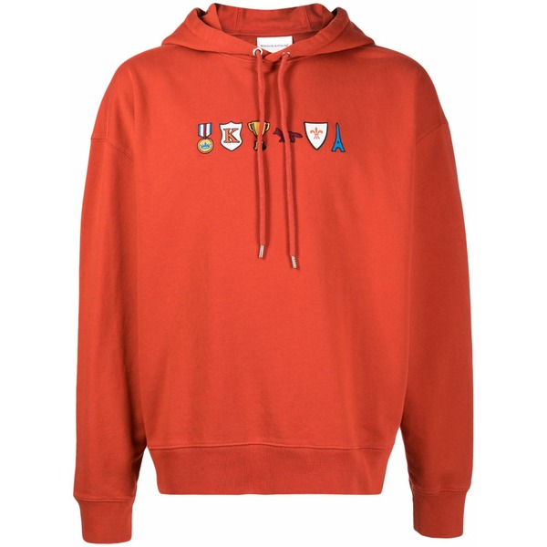 棲み家 稲荷 メンズ パーカー・スウェットシャツ アウター Prizes motif-embroidered cotton hoodie Red