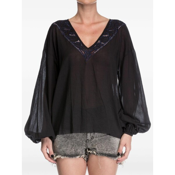 壱 ティースプーン レディース プルオーバー トップス Devils ladder cotton blouse Black