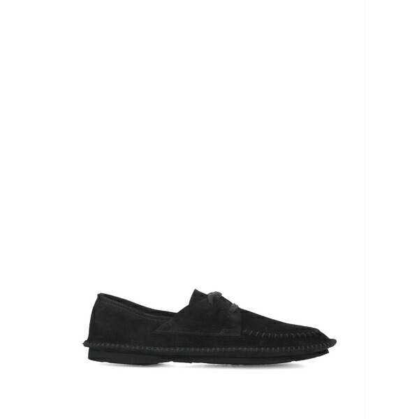 プレミアータ メンズ スリッポン・ローファー シューズ Lace-up topstitch loafers Black