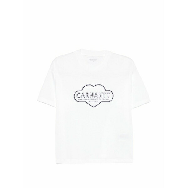 鉄道車両ハート型 レディース ティーシャツ トップス Cloud heart t-shirt White