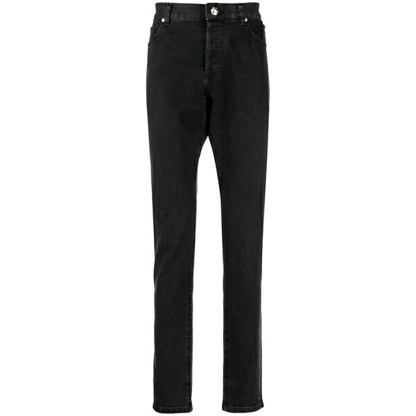 バルマン メンズ デニムパンツ ボトムス Mid-rise straight-leg jeans Black｜asty