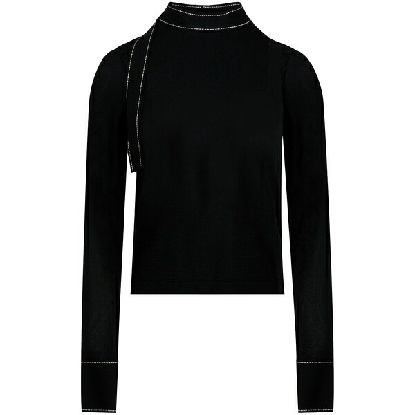 ポーツ 1961 レディース 編み物\u0026プルオーバー アウター Contrast-stitching sweater Black