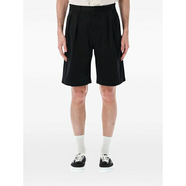 ナナミカ メンズ 心地よいズボン下 ボトムス Pleated-waistband shorts Black