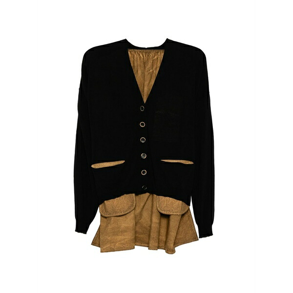 ユマ・一 レディース ジレー アウター Panelled crepe cardigan Black