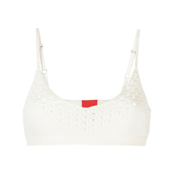 カシミヤ はたご屋 優しいこと レディース カットソー トップス Anse crochet-knit bralette White