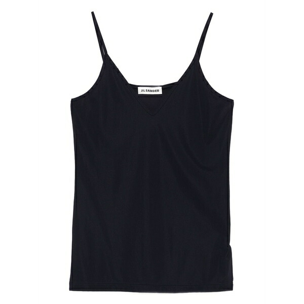 ジル・サンダー レディース カットソー トップス V-neck spaghetti-strap top Black