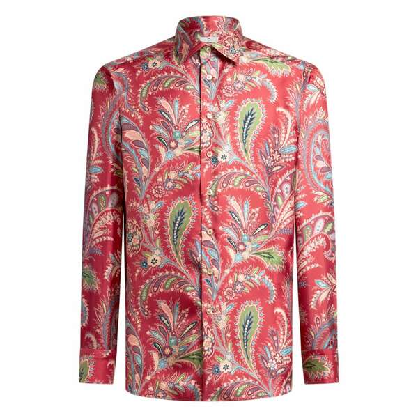 エトロ メンズ プルオーバー トップス Paisley-print silk shirt Red